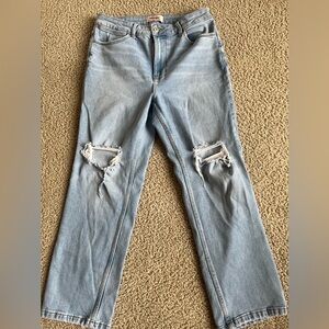 Wrangler distressed high rise true straight crop jeans size 8